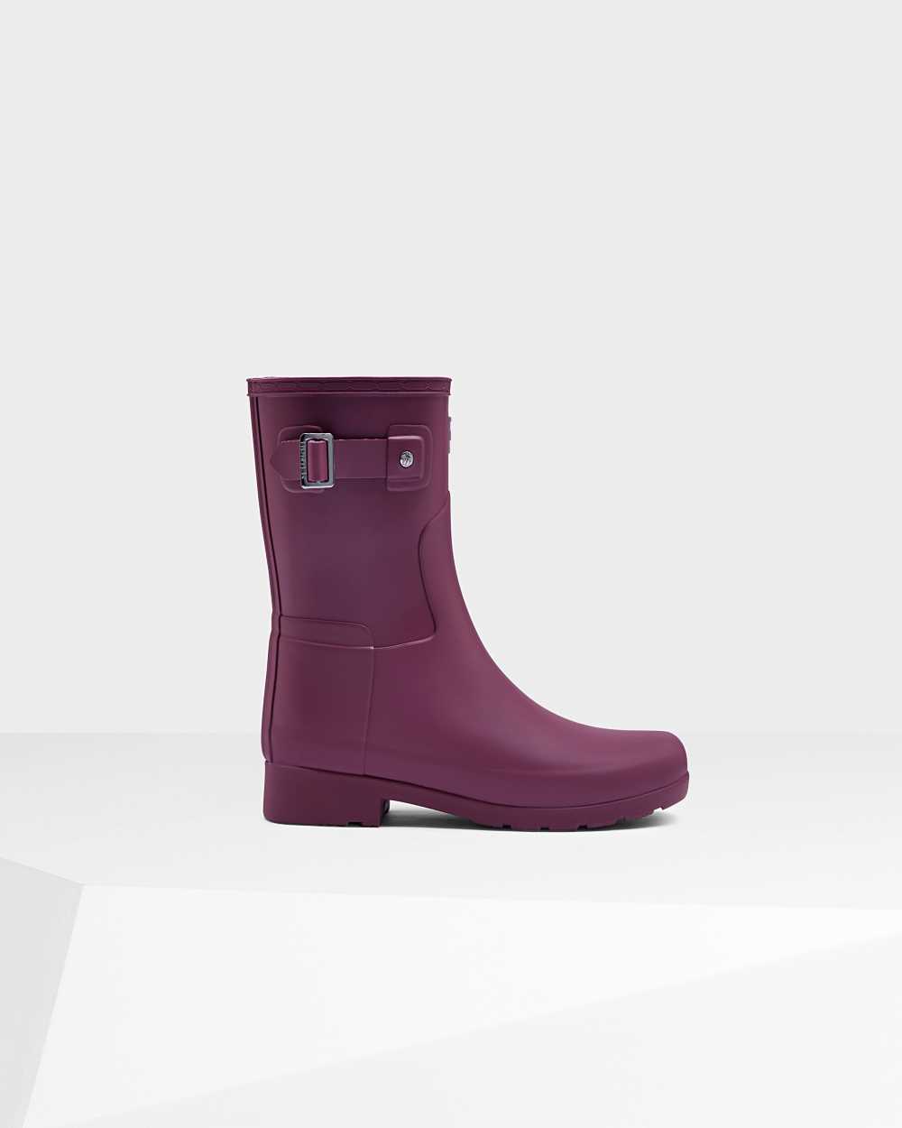 Hunter Refined Slim Fit Short Mid-Calf Women's Rain Boots NZ-68985D Purple